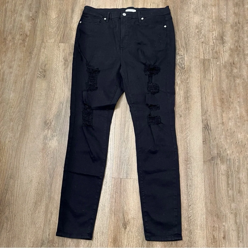 Good‎ American Good Legs Ripped Skinny Jeans Black002